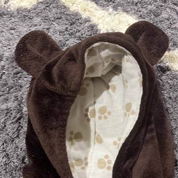 Just One You by Carters Fleece Brown Bear One Piece Zip Up Winter Coat NB - Picture 6 of 7